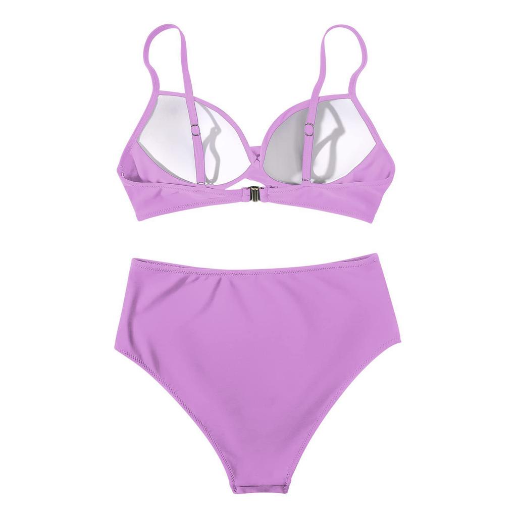 Costume da bagno bikini push up da donna costumi da bagno solidi sexy costume da bagno floreale femminile costumi da bagno increspati XL bikini a vita alta donna