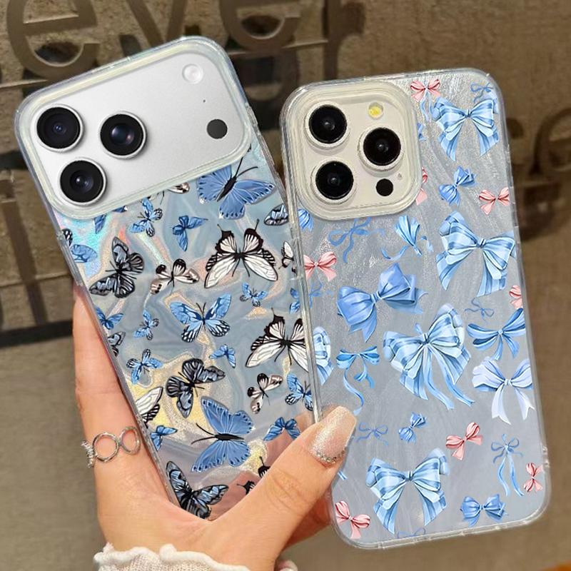 Small Case For iPhone 17 Air 16e 16 15 14 Pro Max 13 17 Pro Max Shockproof Colorful Butterfly Pattern Hard PC Phone Cover