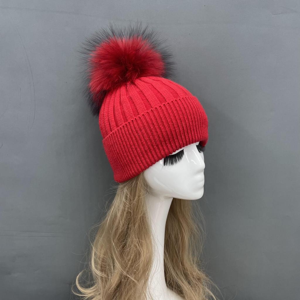Custom Strip Knit Luxury Designer Winter Pompom Beanies Unisex Warmly Angora Wool Hat With Big Pom Poms