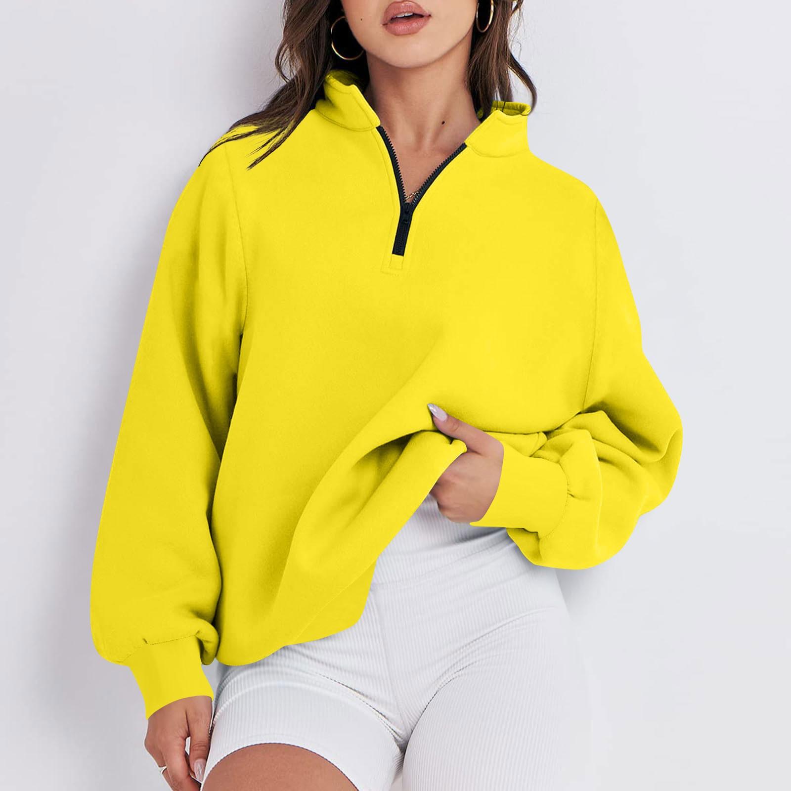 

Женская повседневная модная однотонная толстовка на молнии с длинными рукавами, топ M жёлтый