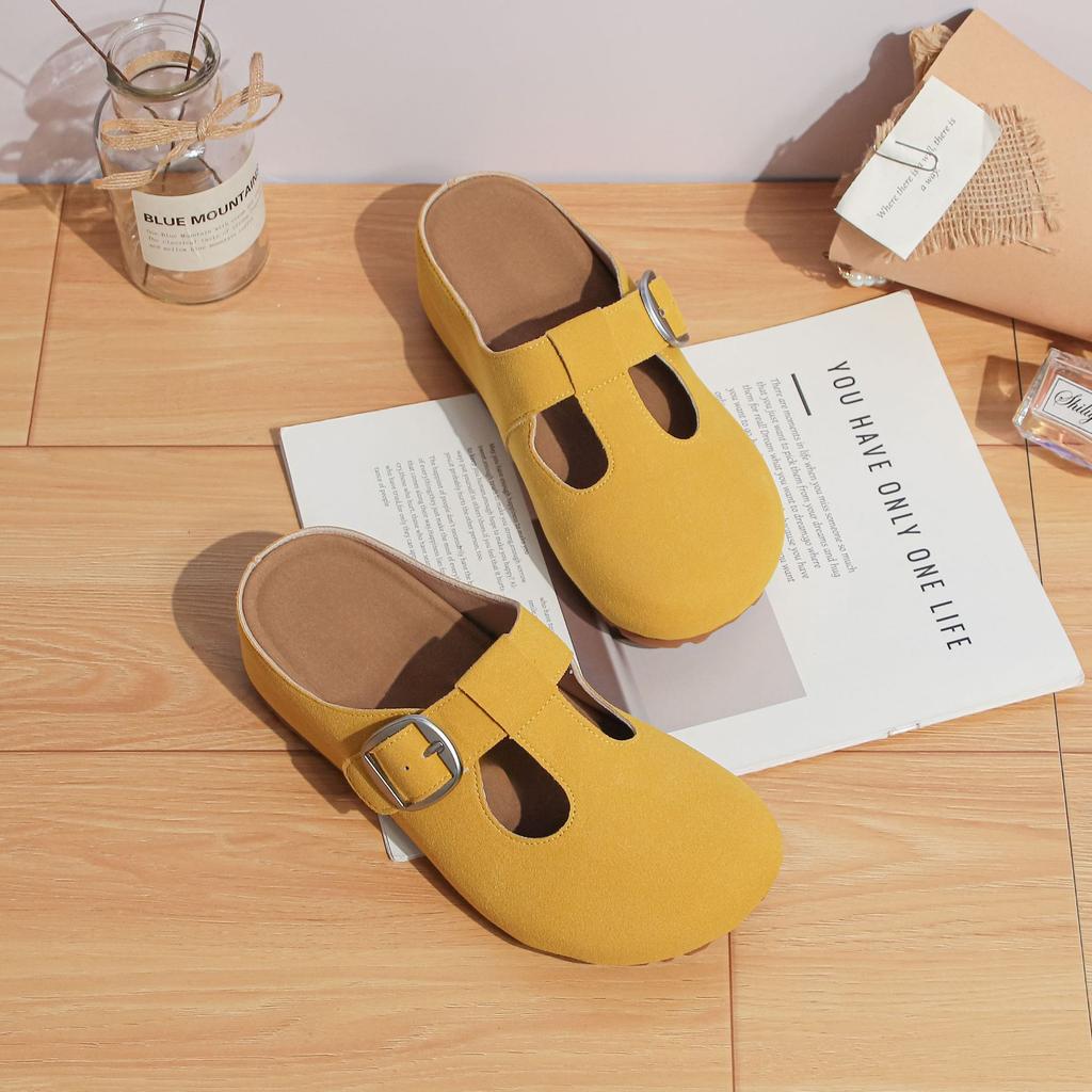 Yuanlitong Summer New Thick-soled Boken Shoes Women Wear High-end Temperament Retro Bag Head Women's Shoes Inner Height Increase