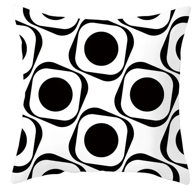 45*45cm Black and White Cushion Cover Waist Pillowcase Nordic Geometric Throw Pillow Sofa Bedroom Pillowslip Car Home Decor