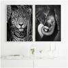 Jaguar Cow Cute Alpaca Animal Poster and Prints Black White Wall Art Nursery Canvas Painting Pictures for Living Room Home Decor