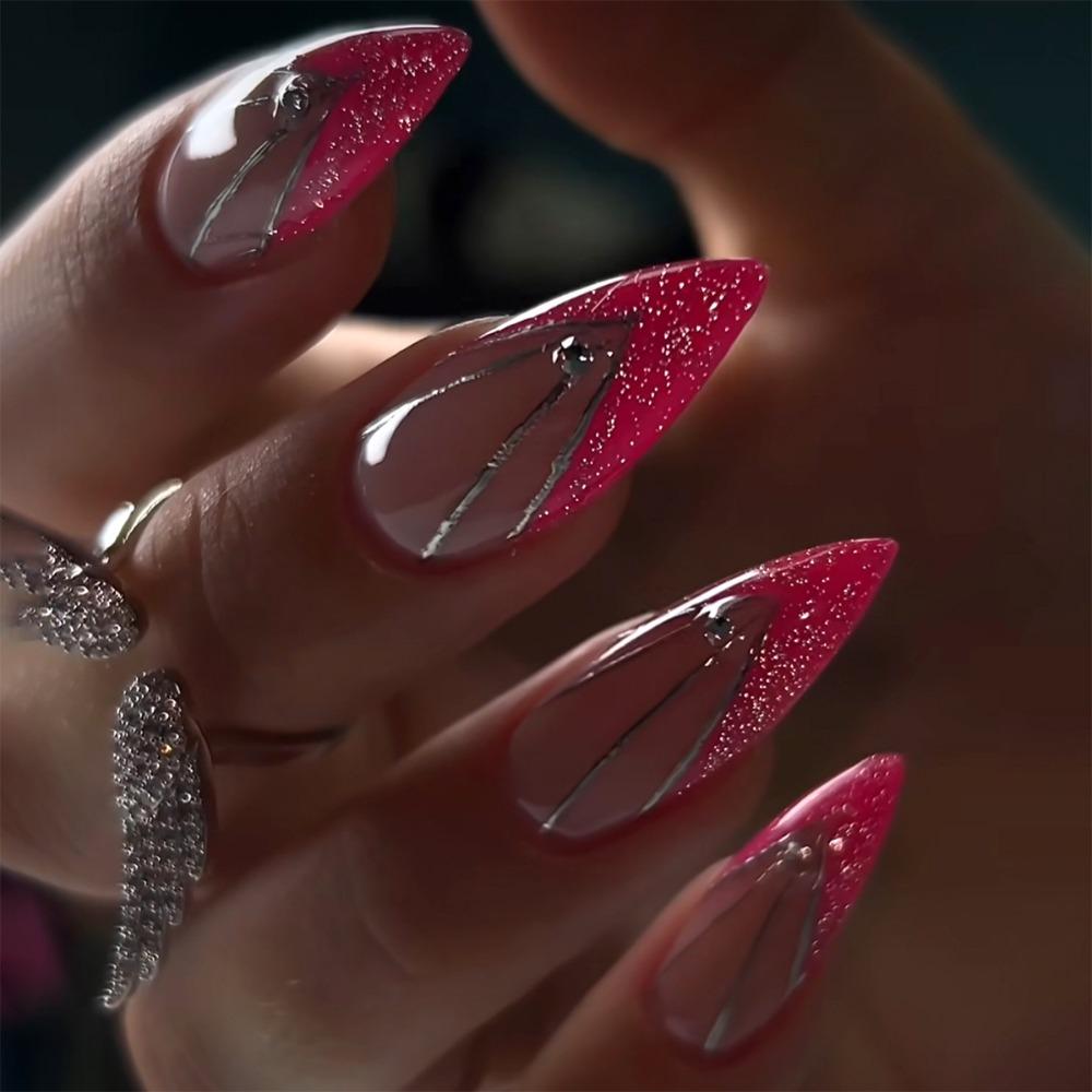 Long Almond and Ballerina Fake Nials Cat Eye Nail Tips Manicure False Nails Women