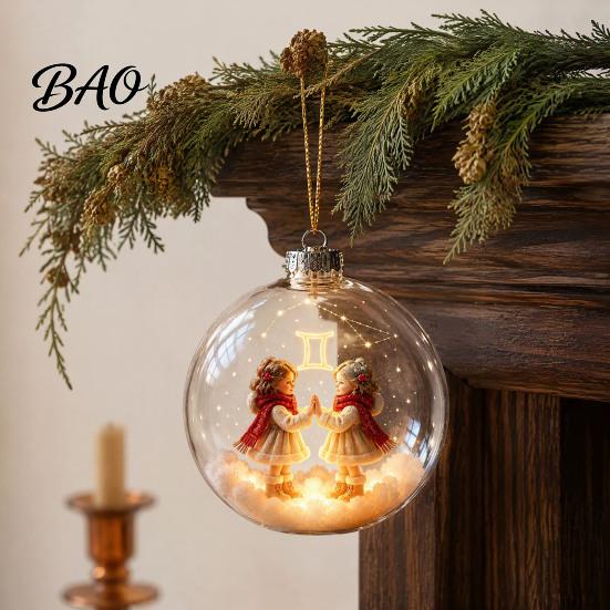 Tier-Ornamente für Weihnachten, Sternzeichen-Ornament, Hängedekoration Zwölf Zeichen, 2D-Acryl-Feiertagsbaumschmuck, Horoskop-Anhänger, Weihnachtsbaum, Zuhause