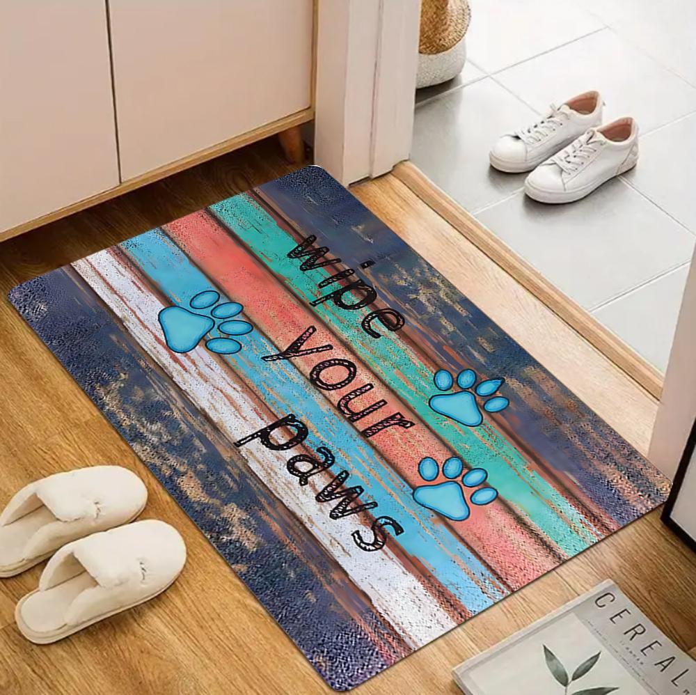 Paw Print Pattern Carpet Mat Rug Non-Slip Area Rug Home Decoration for Entryway Living Room Bedroom Decor Welcome Mat