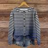 Women's Vintage Knit Button Vintage Floral Stripe Print Cardigan Jacket