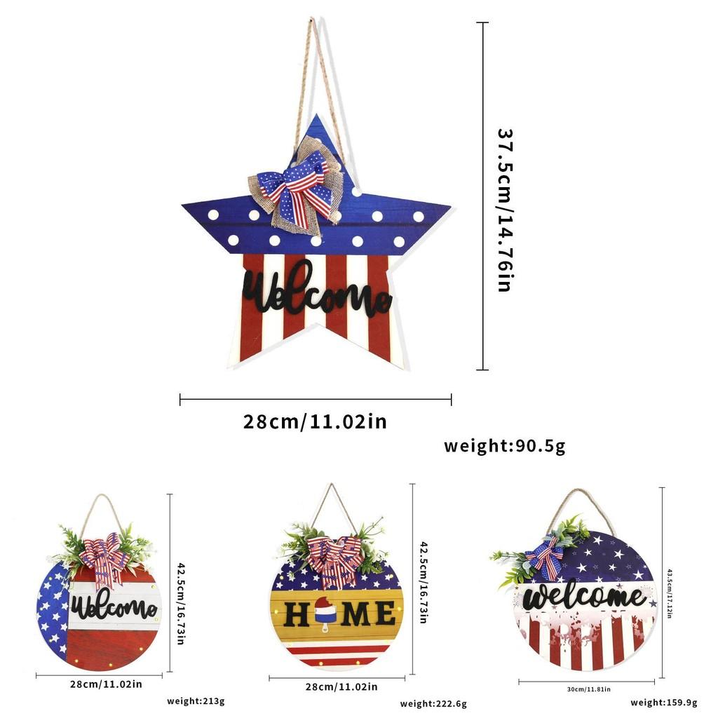 Colorful Welcome Wooden Sign With Usa Stars And Stripes Perfect For Decor Holiday