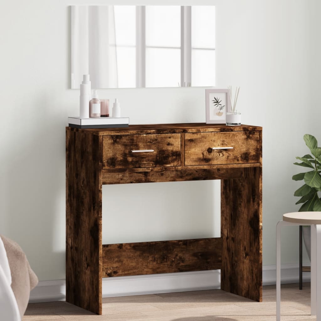 Makeup Table with Mirror Smoked Oak 80 x 39 x 80 cm