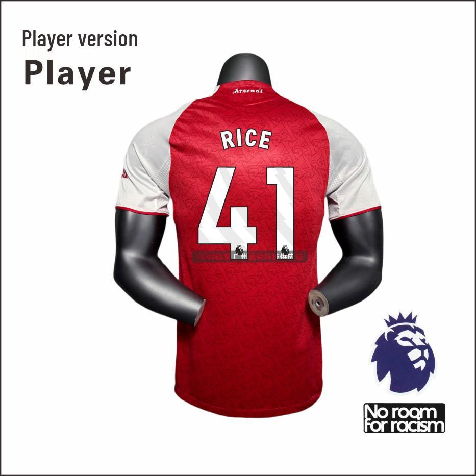 2025-2026 Arsenal Home Player Edition Jersey: Saka No. 7, Rice No. 41, Domann No. 56