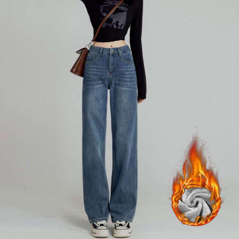 Women's Retro High-Waisted Wide-Leg Velvet Jeans