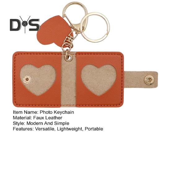 Brelok do kluczy ze zdjęciem rodzinnym Mini album Sztuczna skóra Personalizowany uchwyt na zdjęcia Styl retro Etui na karty Kółko do kluczy