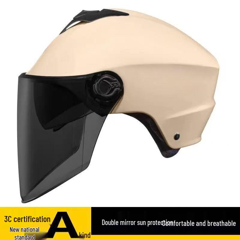 Durable Dual-Lens Motorcycle Half Helmet for Men & Women – Breathable, Sun-Protected, All-Season Safety