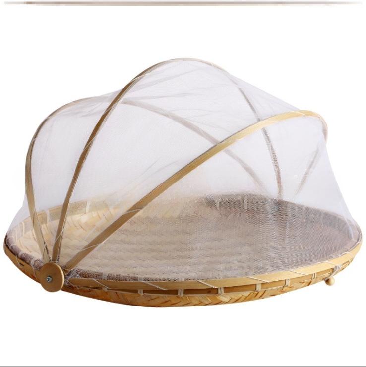 

Плетеная вручную бамбуковая корзина для фруктов, отпугивающая комаров и насекомых, корзина для сушки сухих продуктов, корзина для пикника, для хранения хлеба и закусок, LS A