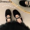 Designer Frühling Herbst Frauen Warme Pelzschuhe Mode Flache Slip On Damen Flats Schuhe Runde Zehe Damen Mary Jane Schuhe