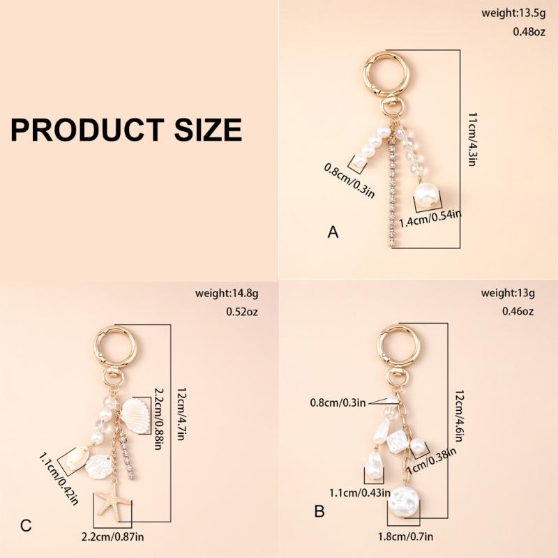 Lightweight Beach Theme Keychain For Ladies Fashionable Shell Seahorse Starfish Design Bag Charm for Trendsetters