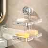 1 Suction Cup Soap Box Non Perforated Wall Mounted Bathroom Shelf Double-layer Drainage Soap Box