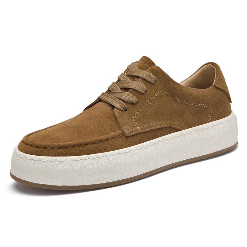 

Итальянская мужская повседневная обувь, новые туфли из натуральной кожи в британском стиле, нескользящие кроссовки с толстой подошвой, удобные спортивные туфли на шнуровке на плоской подошве 44