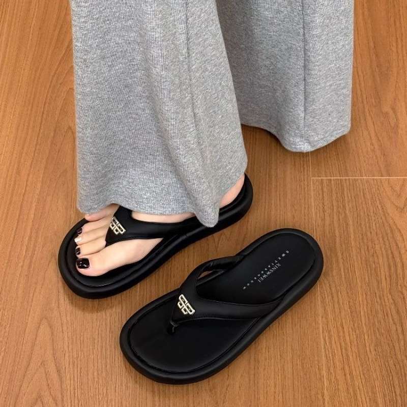 Island Holiday~ Thick-bottomed flip-flops Korean version of casual versatile slippers 2025 summer new sandals