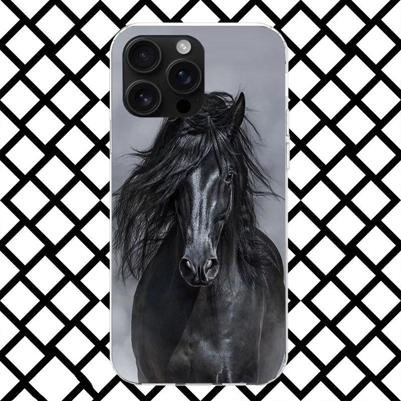 Animal Black Horse Phone Case for iPhone 17 Air 16 16E 15 14 Plus 13 Mini 12 11 Pro Max 7 8 + SE 2020 Soft Cover Fundas 17 Air 1