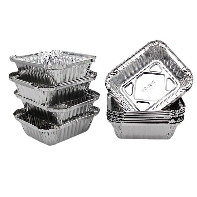 Yudefeng Rectangular Disposable BBQ Aluminum Foil Takeaway Boxes, 410ml