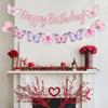 Pink Butterfly Birthday Banner, 63" x 23.6", Fade Resistant, Lightweight, Women/Girls/Teen Girls