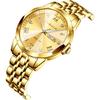 PINDOWS Luxury Business Dress Analog Quartz Water Luminous Date Stainless Steel Classic Business Casual Style Men's Watch, Diamond-Decorated, Style,