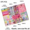 875Pcs Colorful Kids Hair Accessories Set Sweet Hair Clips Elastics Ponytail Holders  For Girls