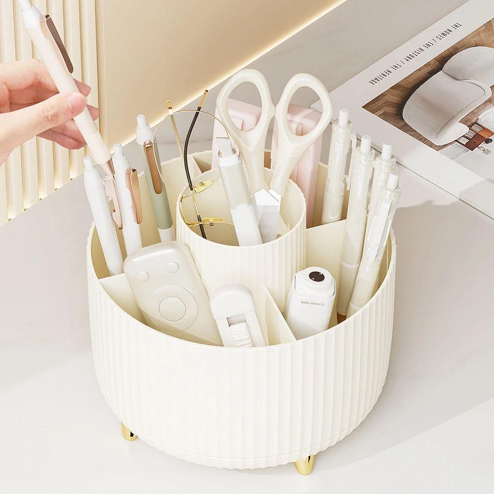 360 Rotating Makeup Brush Holder Desktop Cosmetic Organizer Rotating Desktop Storage Box Portable Lipstick Eyeliner Holder