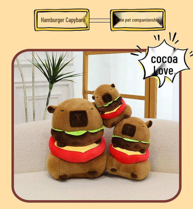 Capybara Hamburger Plush Toy – Cute Decompression Doll & Birthday Gift