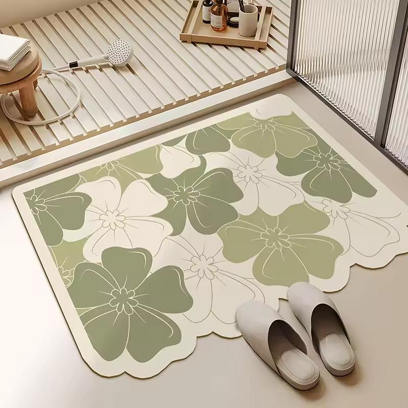 Tappeto da Bagno Floreale Tappeto Irregolare Tappetino Assorbente per Pavimenti Domestico Resistente all'Usura Tappetino da Bagno ad Assorbimento Rapido