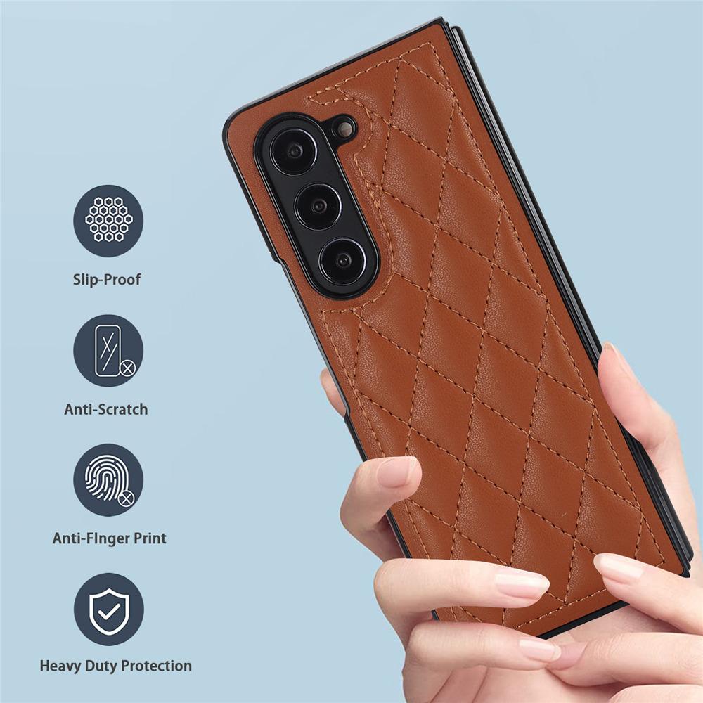 Fashion Rhombic Ultra-thin Leather Phone Case For Samsung Galaxy Z Fold 6 Fold 5 Fold 4 3 Shockproof Cover