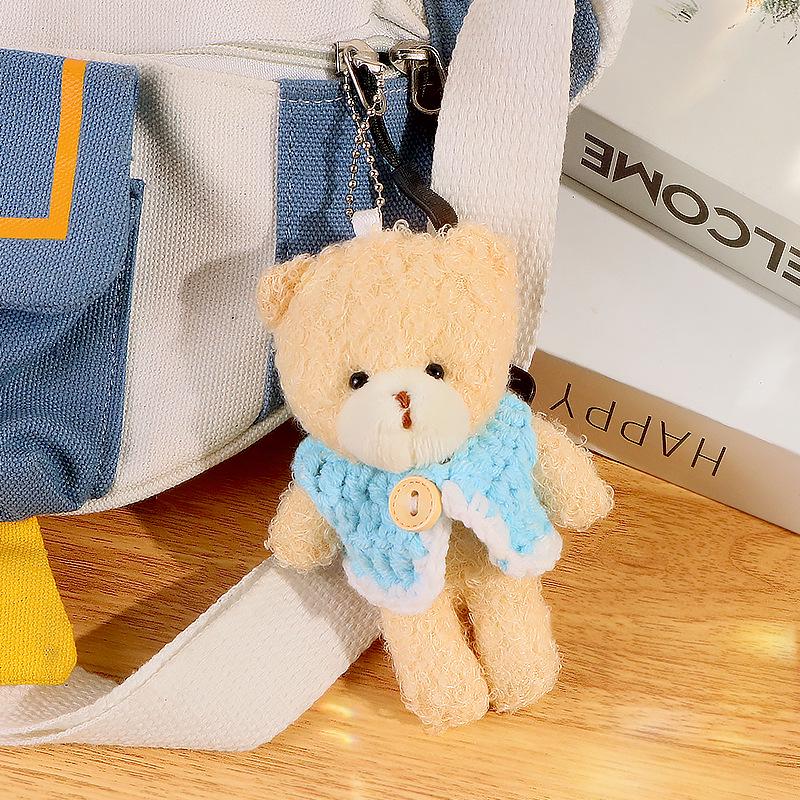 Blush Bear Doll Keychain: Cute Skirt Plush Heart Bag Charm Gift