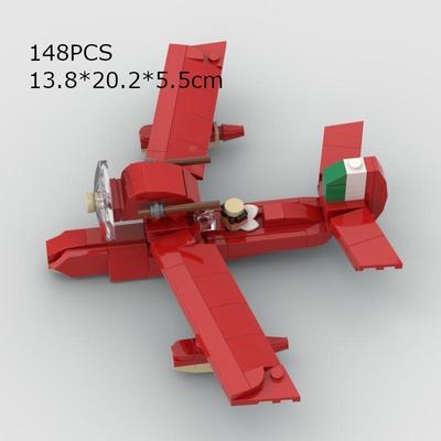 Mattoncini MOC animazione maiale rosso idrovolante modello mattoncini assemblabili universali giocattoli per ragazzi e ragazze ornamenti da scrivania