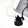 Handmade PU Leather Black White Swan Couple Keychain Cute Bag Charm Pendant Decoration Gift for Lover