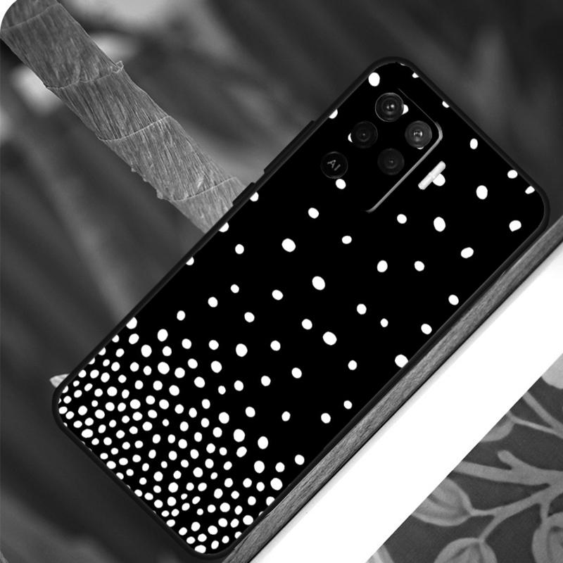 Black And White Polka Dot For OPPO A58 A78 A98 A54 A74 A94 A16 A76 A96 A5 A9 A52 A72 A79 A53S A15 A17 A57 A77 Case