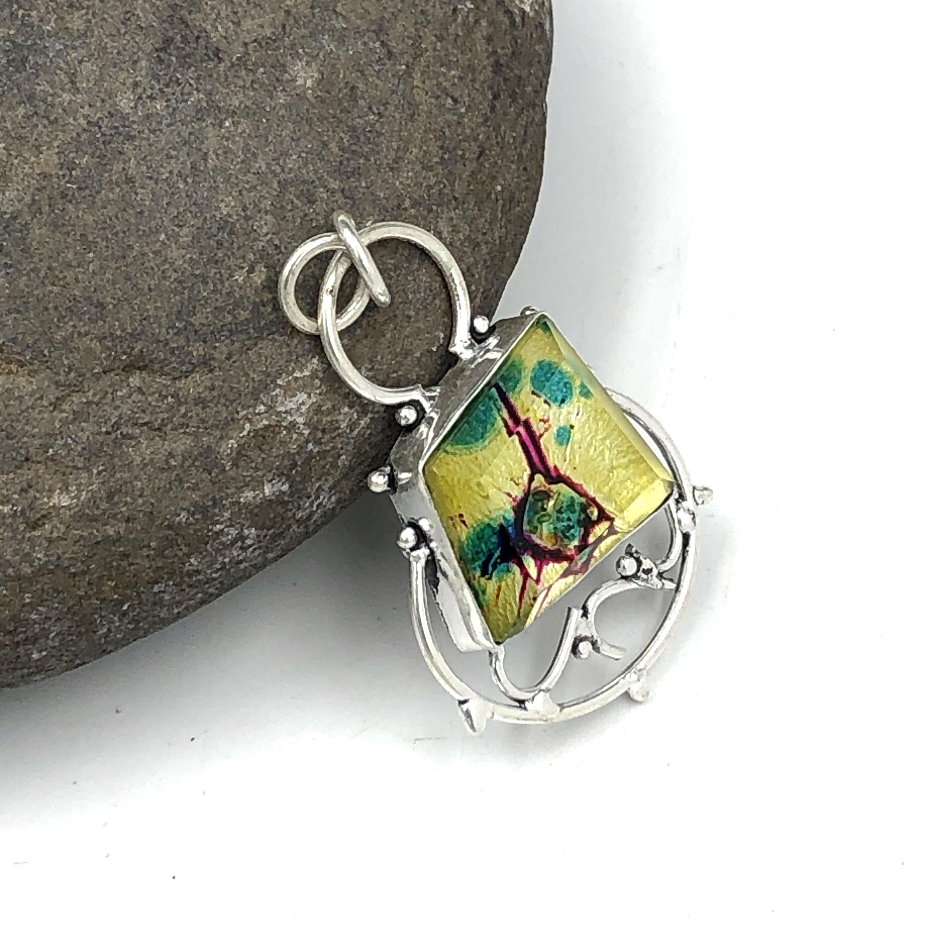 Natural Dichoric Glass Gemstone 925 Sterling Silver Jewelry  Pendant 1.57  AJP-168