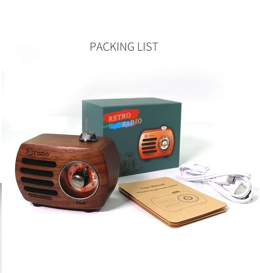 Retro Design Bluetooth Speaker with FM-Radio R818-A/C Dark Brown