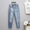 M-6XL Plus Size Jeans for Women Mom Jeans Woman Elastic High Waist Blue BaggyJeans Denim Ripped Jeans Female Harem Pants