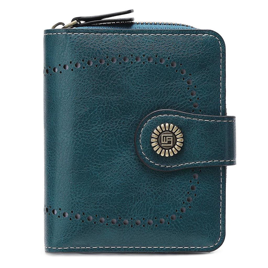 2025 Fashion Women's Cutout Short Wallet with Large Capacity Zipper Coin Purse and Retro Card Holder