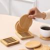 Simple Creative Bamboo Coaster Set, Round Heat Insulation Water Cup Pad, Tea Cup Holder, Eco-Friendly Table Decoration Accessory