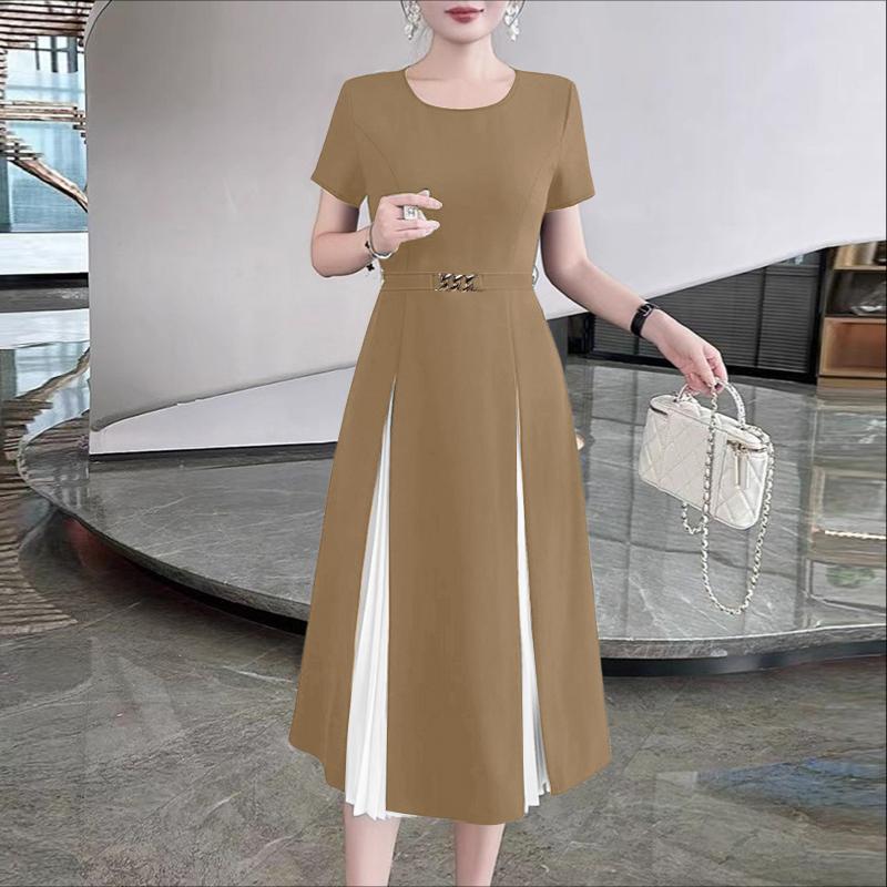 

ZANZEA Женское повседневное летнее платье с коротким рукавом и круглым вырезом 5XL хаки