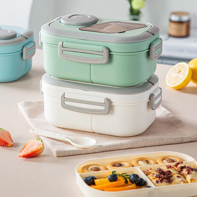 1200ml Cutie practic de prânz pentru studenți, cutie bento pentru salată de birou, cu cutie de sos, încălzire cu microunde, cutie de prânz, cutie de fructe