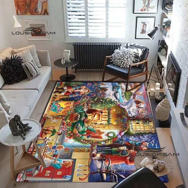 Weihnachts-Weihnachtsmann-Teppiche und Vorleger, Winter-Schnee-Teppich, Bodenmatte, Wohnzimmer, Schlafzimmer, großer Bereich, weicher Teppich, Kinderzimmer-Teppich