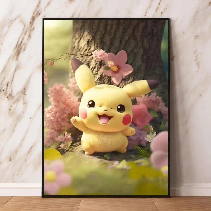 Pikachu Canvas Prints Cute Anime Poster Decor Paintings Modern Living Room Cartoon Character Picture Wall Decor Gifts