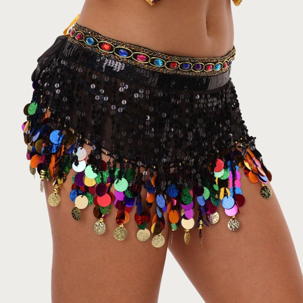 Glitter Sequins Belly Dance Belt Creative Hip Scarf Skirt Belly Dance Hip Scarf Women