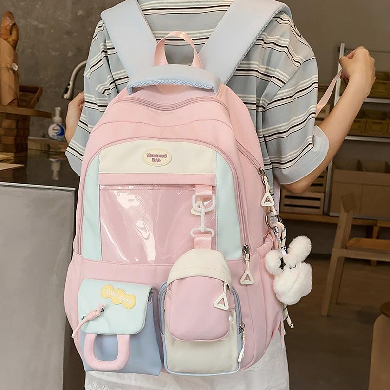 Junior High School Student Schoolbag Girl Cute Japanese Transparent Pain Bag Large Capacity Travel Backpack Student Backpack Tide