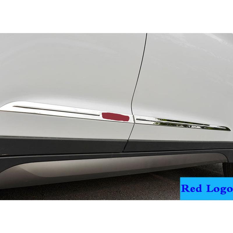 High Quality For Hyundai Tucson 2015 2016 2017 2018 Car Styling Protect Cover Side Door Body Trim Stick Strip Molding Part 4PCs