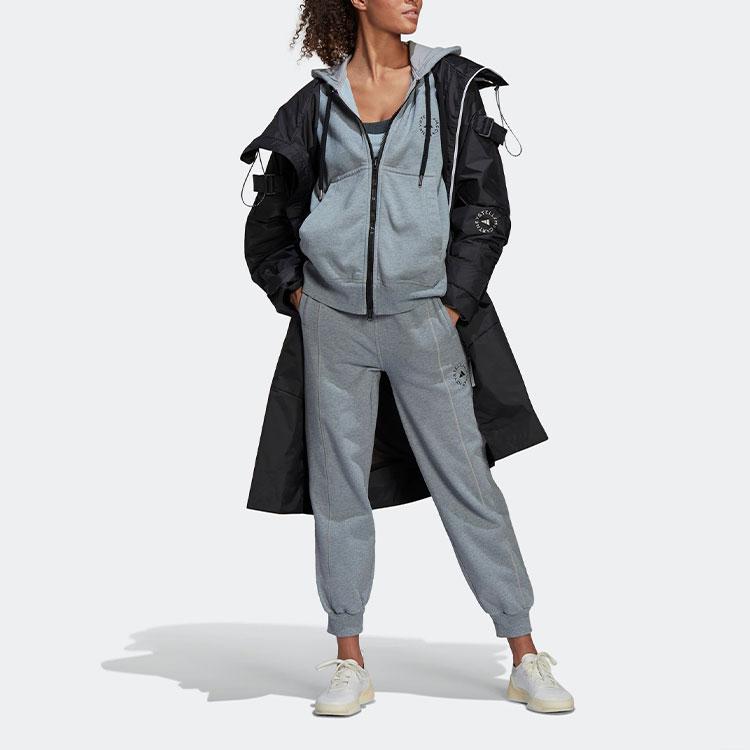 adidas X Stella McCartney Kooperation Solides Logo Mikro-Badge Sportlich Lässige Kapuzenjacke Damen Jacke Grau HB7405