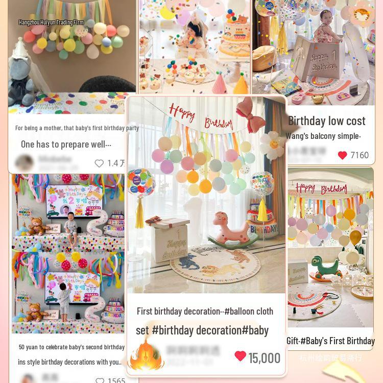 One-Year-Old Birthday Party Balloon and Photo Background Decor
